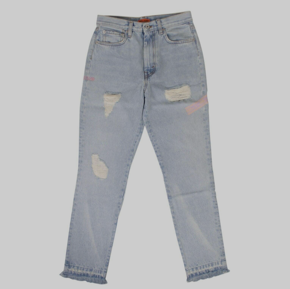 Heron Preston straight-leg jeans women pink detail