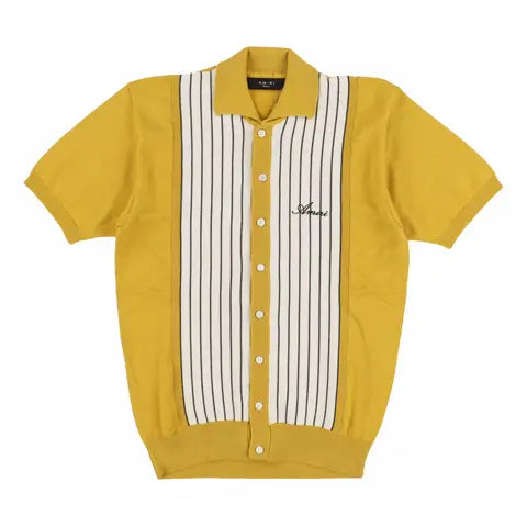 Amiri Cashmere Striped Polo Yellow