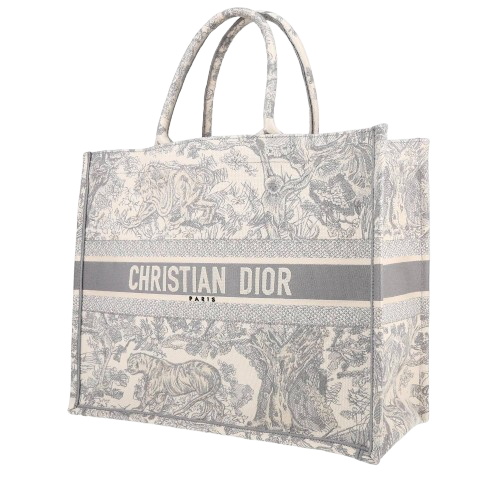 Dior Book Tote large model shopping bag in grey and ecru canvas