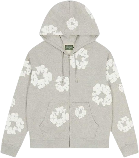 Denim Tears Cotton Wreath Zip Hoodie Grey