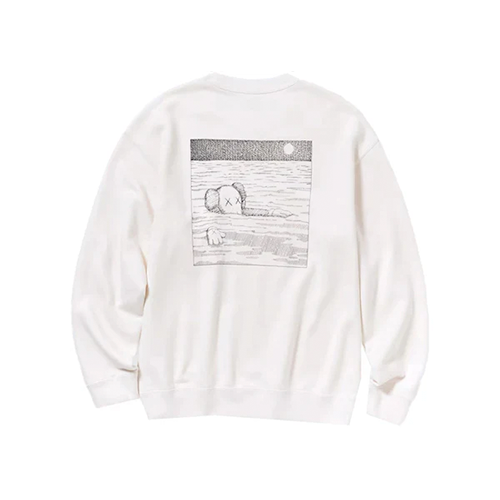 Sweat à manches longues KAWS x Uniqlo (taille américaine) blanc cassé