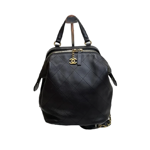 Sac à dos matelassé Chanel CC Diamond Noir GHW