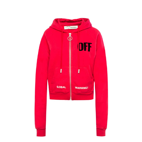 Off-White Red Velvet Logo Sweatshirt Global Warming