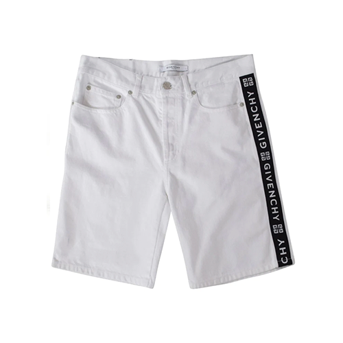 Short à bandes de marque en denim Givenchy Blanc