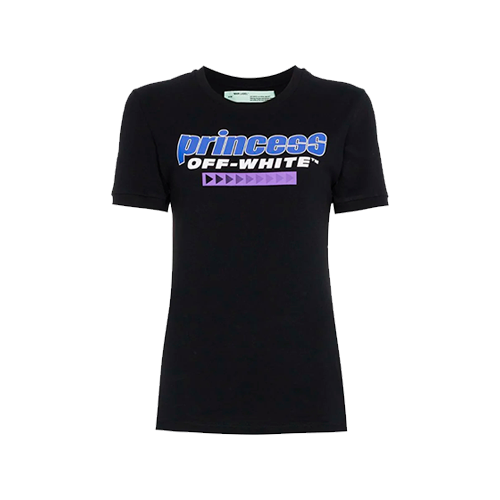 Off-White Women's Black and Purple T-shirt