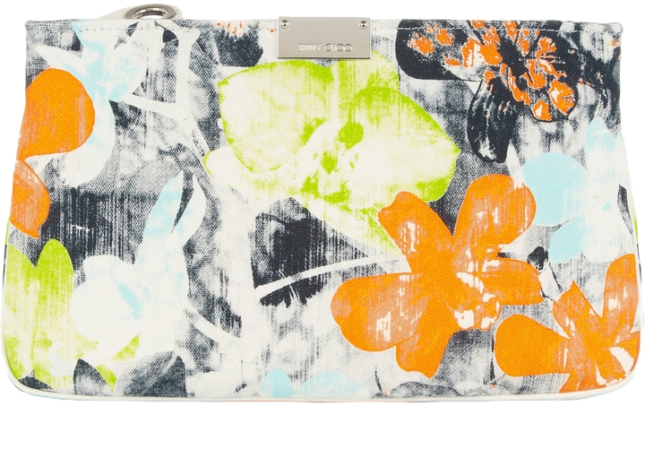 Jimmy Choo Floral-Print Canvas Clutch Pre-Loved