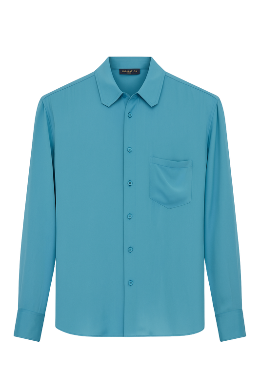 Louis Vuitton Men Silk Blue Shirt Pre-Loved