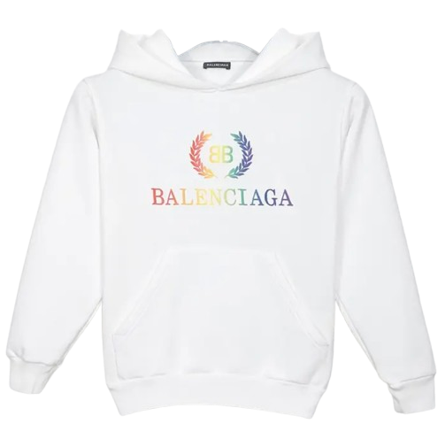 Balenciaga Rainbow Logo White Hoodie 8Y  Pre-loved