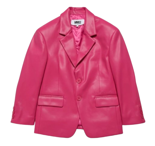 MM6 Maison Margiela Kids' Imitation Leather Blazer Jacket Pink