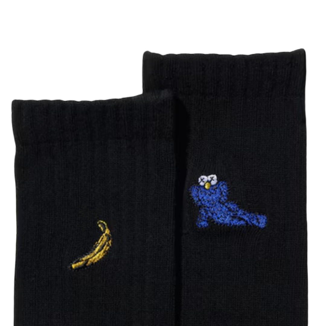 Kaws x Warhol Socks Black - Kaws & Banana