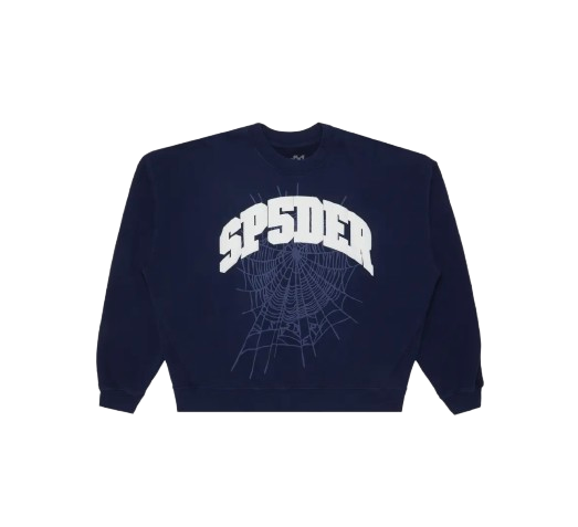 Sp5der Varsity Web Crewneck Navy