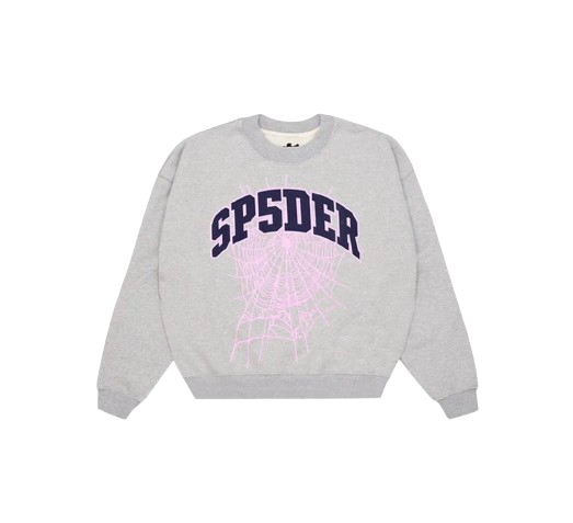 Sp5der Varsity Web Crewneck Heather Grey