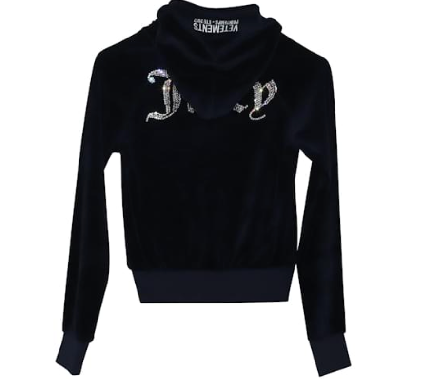 vetements x juicy couture ss 2017 Runway Velour Hoodie Navy Blue Pre-loved