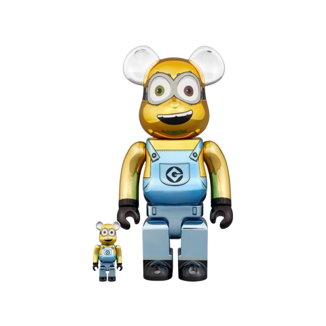 Bearbrick Minions Bob Chrome 100% & 400% Set