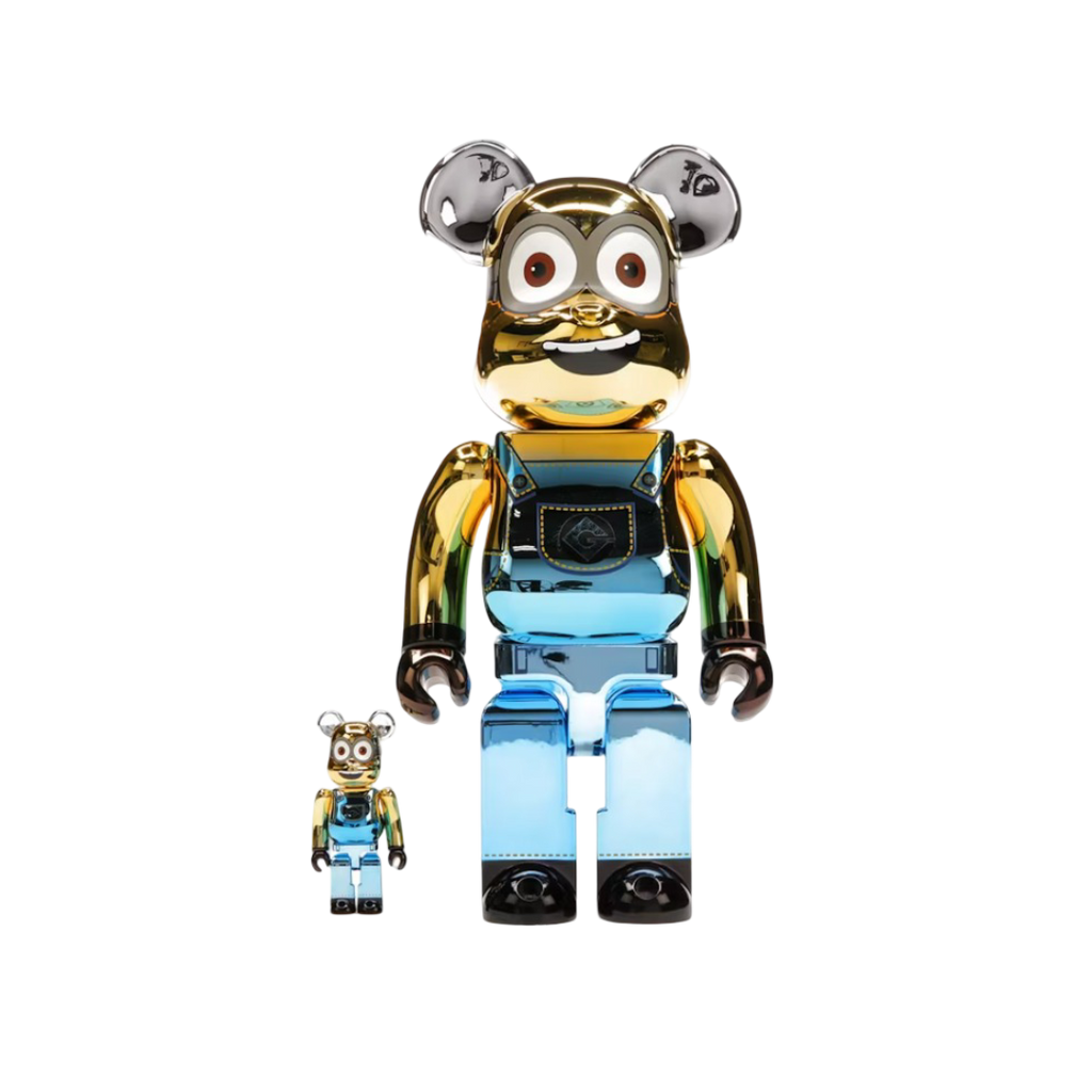 Conjunto Bearbrick DAVE 100% y 400% CHROME Ver.