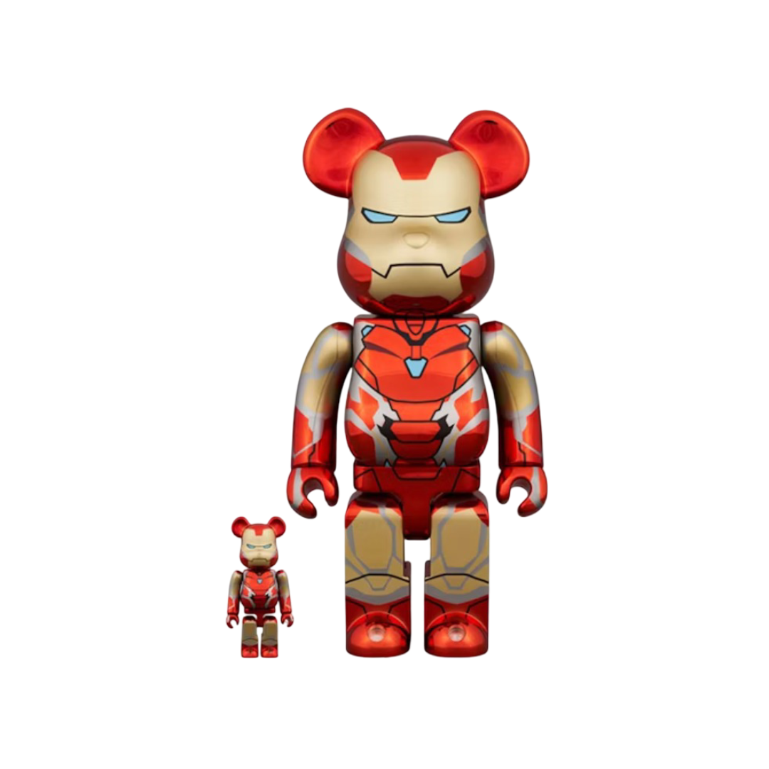 Bearbrick Marvel Infinity Saga Iron Man Mark 85 100% & 400% Chrome Set