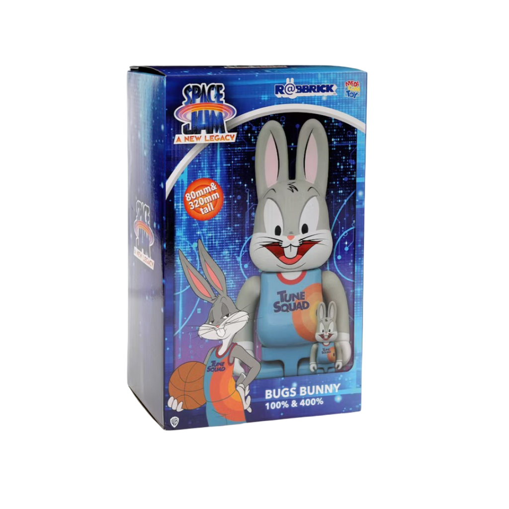 Bearbrick x Space Jam: Un nuevo legado Rabbrick Bugs Bunny 100% y 400% Set Gris