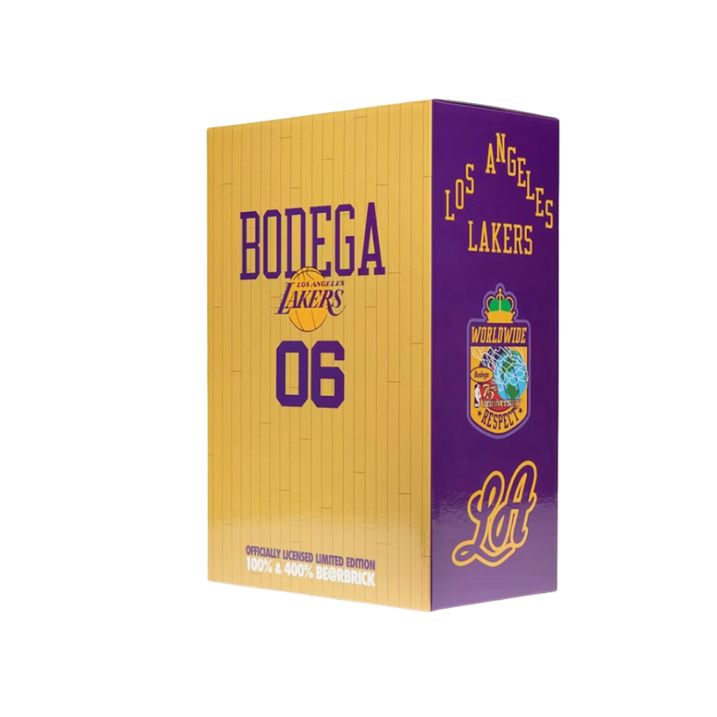 Bearbrick x Bodega x NBA Worldwide Respeto a Los Angeles Lakers 100% y 400% Set