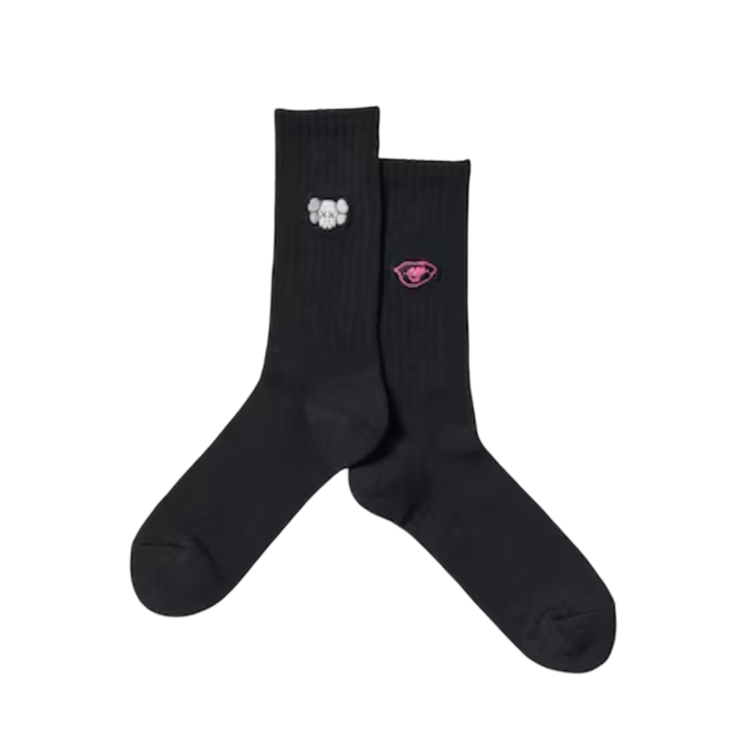 Kaws x Warhol Socks Black - Kaws & Lips