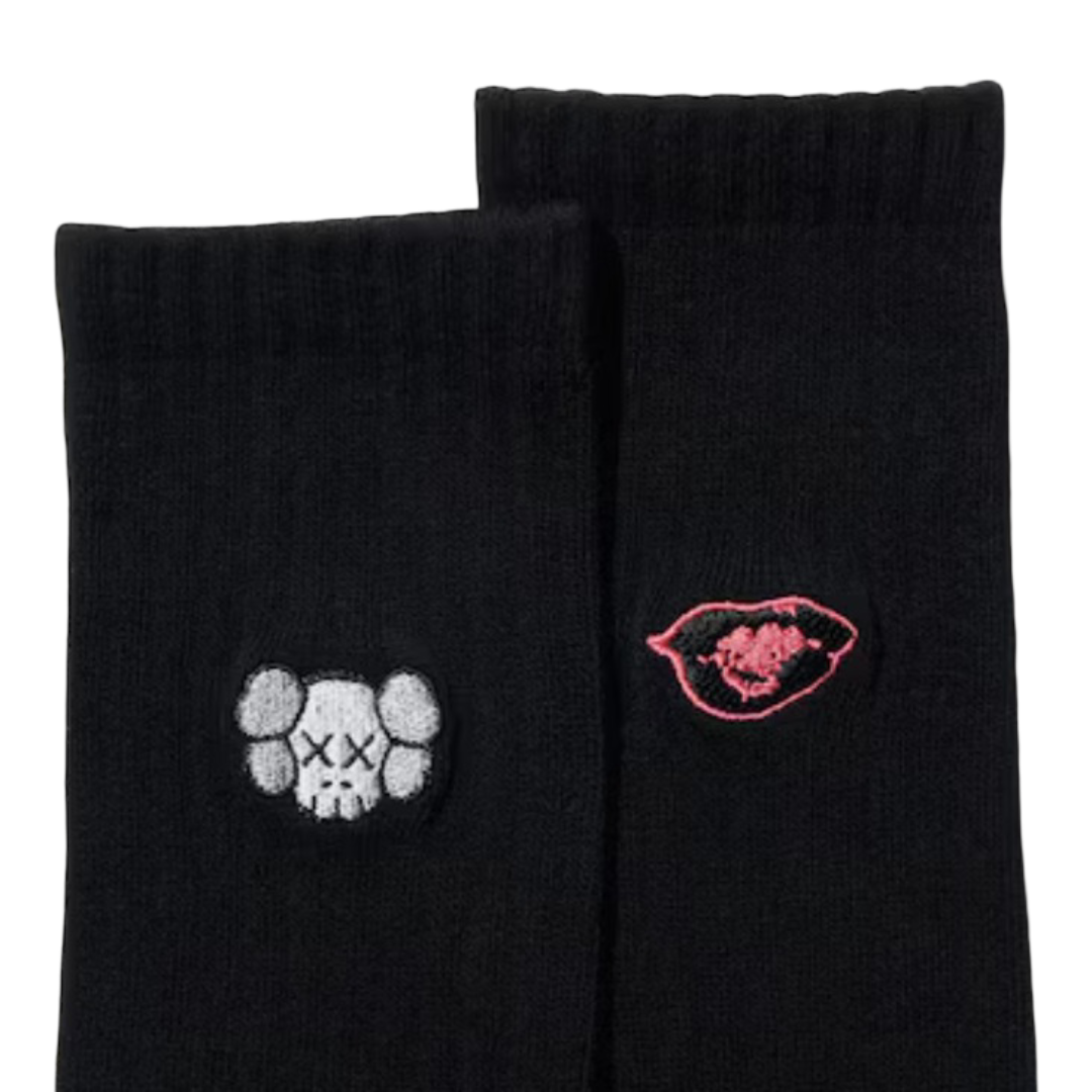 Kaws x Warhol Socks Black - Kaws & Lips