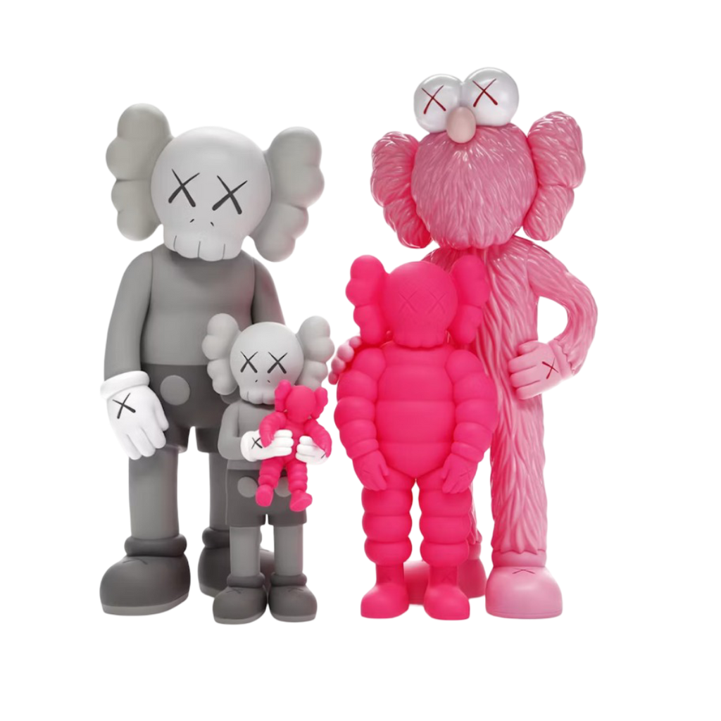 Conjunto familiar KAWS gris/rosa