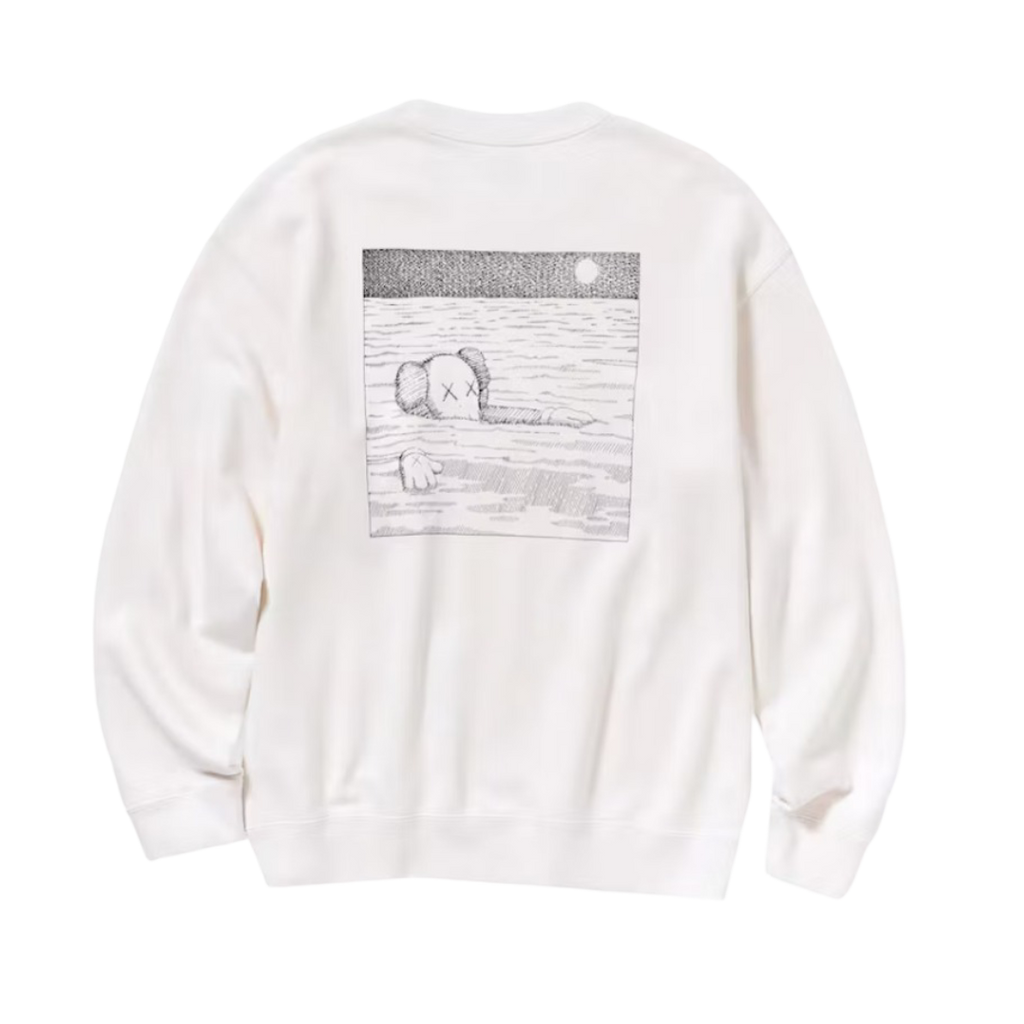 Sudadera de manga larga KAWS x Uniqlo en color blanco roto