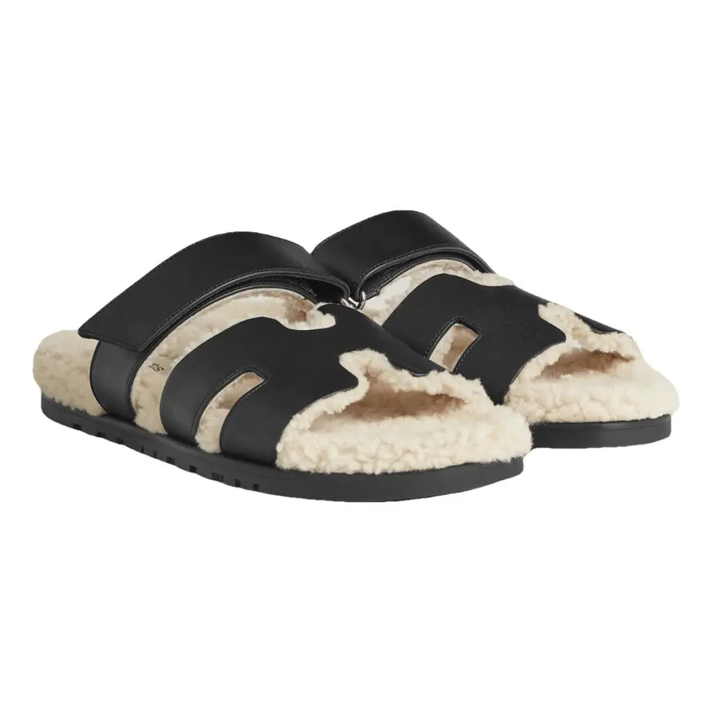 Hermès Chypre Sandals Noir Écru