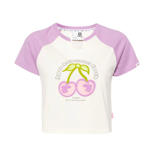 Aape Cherry Motif Cropped T-Shirt