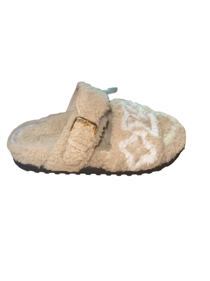 Louis Vuitton Plush Sandals Beige Pre-Loved