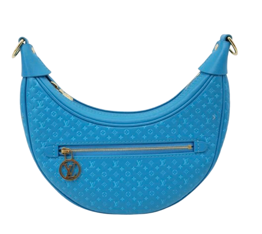 The Louis Vuitton Loop Nanogram Embossed Leather Shoulder Bag in Turquoise Blue Pre-Loved