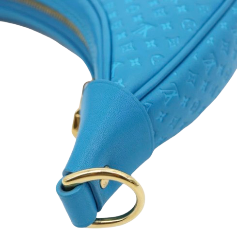 The Louis Vuitton Loop Nanogram Embossed Leather Shoulder Bag in Turquoise Blue Pre-Loved