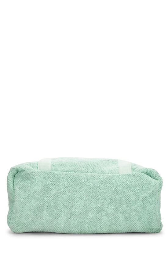 Grand fourre-tout de plage 'CC' en tissu éponge vert Chanel