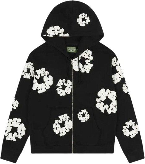 Denim Tears Cotton Wreath Zip Hoodie Black