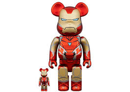 Bearbrick Marvel La Saga del Infinito Iron Man Mark85 100% y 400% Set Chorme