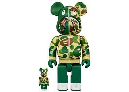 Bearbrick x BAPE Baby Milo(R) Camo Shark 100% &amp; 400% Set