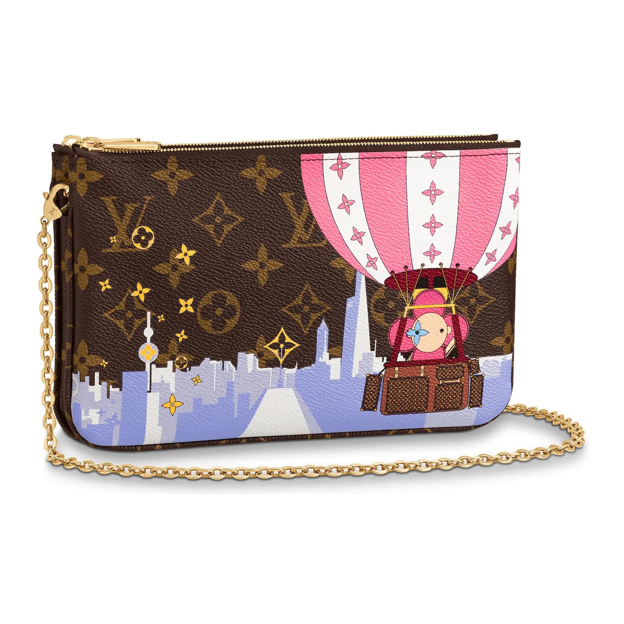 Louis Vuitton Double Zip Pochette Monogram Vivienne Shanghai Pink Lining